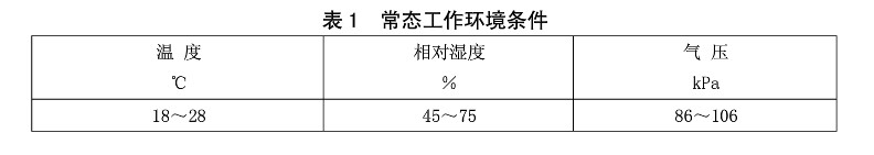 表1 常态下工作环境条件