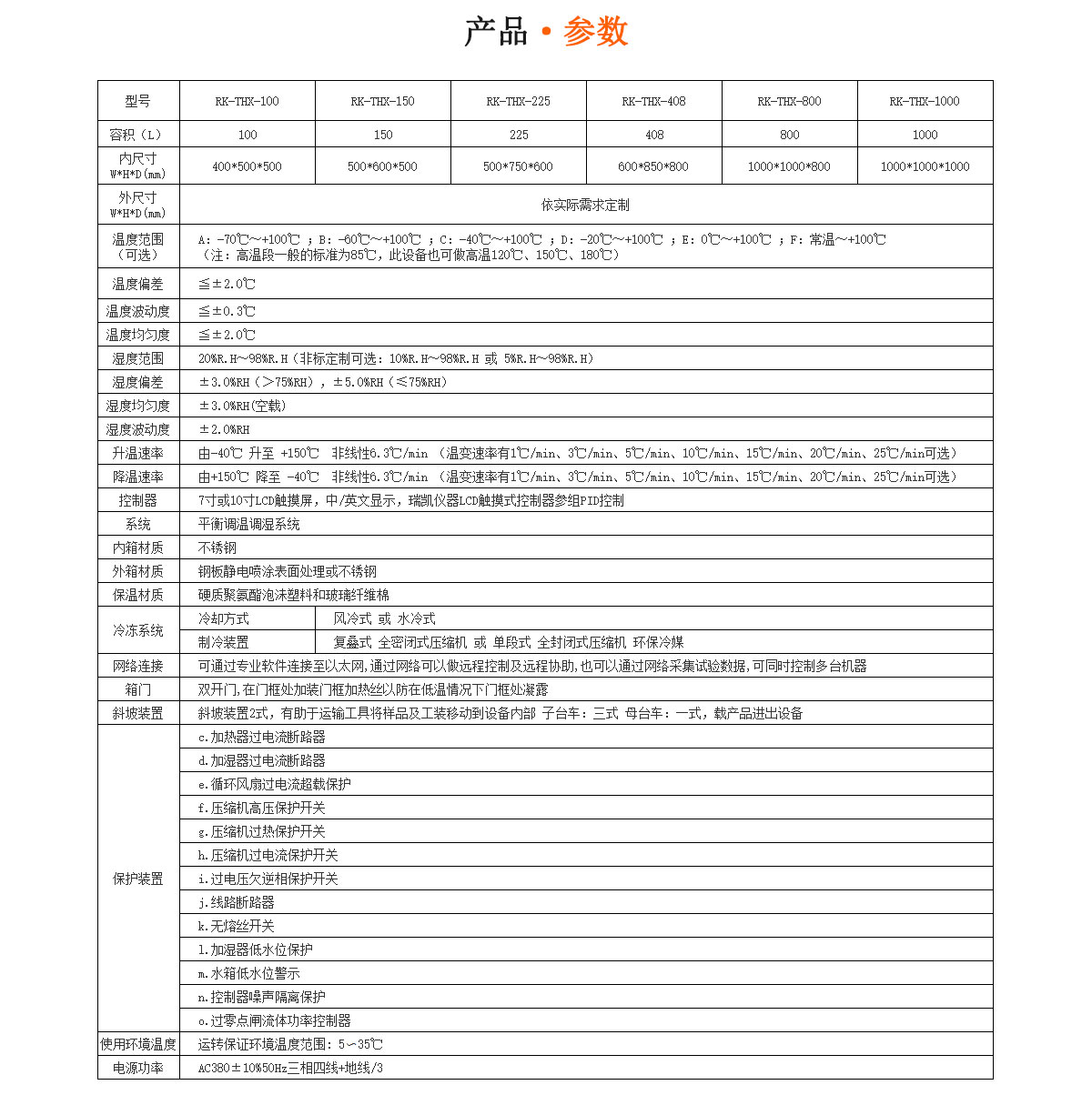 温度循环试验箱参数