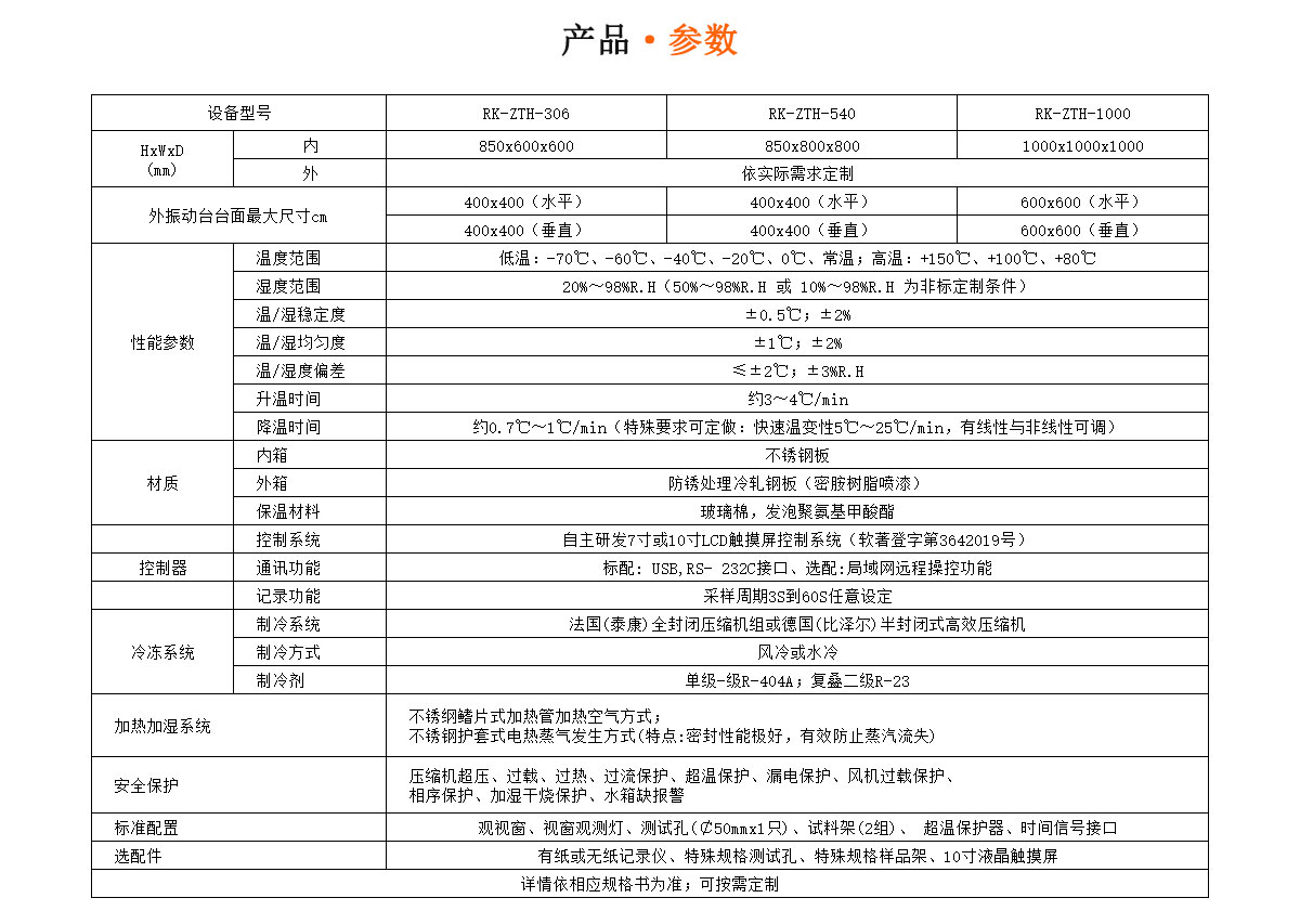 温湿度振动三综合试验箱技术参数